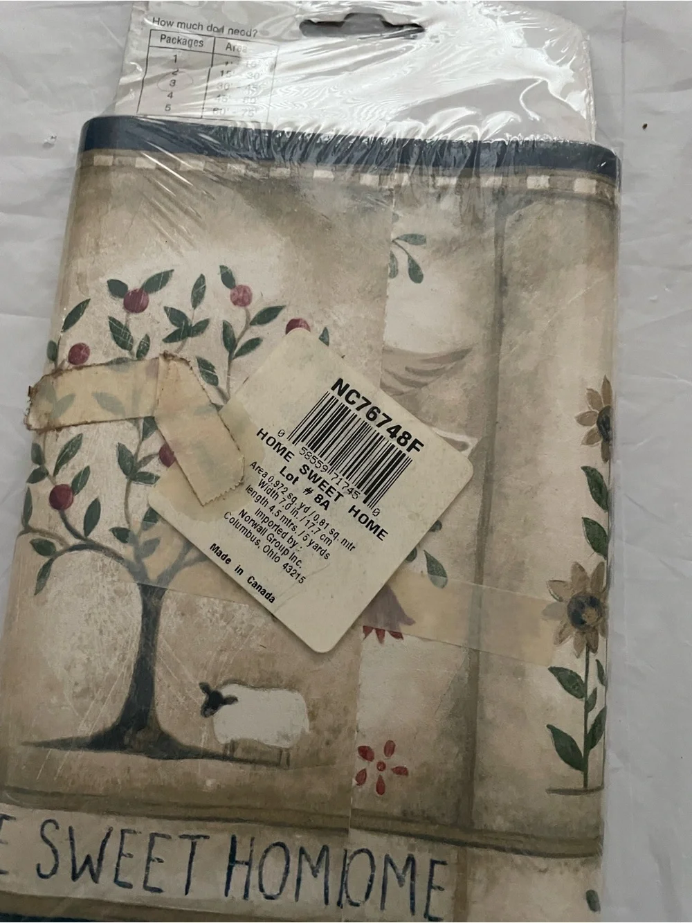 Vintage Hometrends Wallpaper Border “Home Sweet Home” Lot of (4) 7” wide x 5 Yds